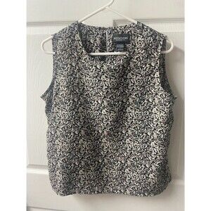 Notations Tank Top Womens Large Brown Print Shell Office Career Classic Layering